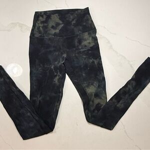 lululemon athletica Black and Green Tie-Dye Leggings